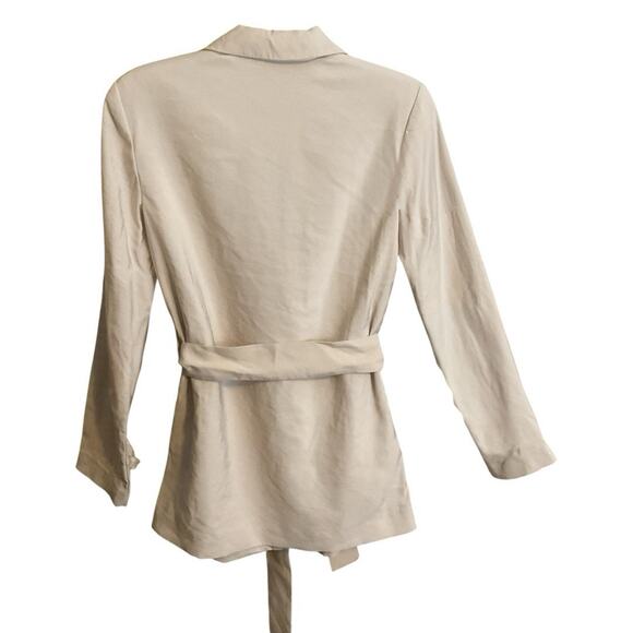 Donna Karan Beige Belted Blazer Jacket Women's Linen Blend Lightweight Size 4 - Picture 6 of 10